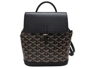 極美品 GOYARD ゴヤール ミニリュック 3WAY アルパンミニ ヘリンボーン柄 ブラック ブラウン シルバー金具 中古 4b005903 