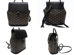 極美品 GOYARD ゴヤール ミニリュック 3WAY アルパンミニ ヘリンボーン柄 ブラック ブラウン シルバー金具 中古 4b005903 