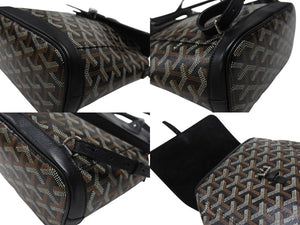 極美品 GOYARD ゴヤール ミニリュック 3WAY アルパンミニ ヘリンボーン柄 ブラック ブラウン シルバー金具 中古 4b005903 