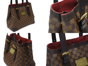 極美品 LOUIS VUITTON ルイヴィトン ハムステッドMM トートバッグ N51204 ダミエライン ダミエキャンバス ブラウン 中古 4b005908