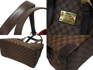 極美品 LOUIS VUITTON ルイヴィトン ハムステッドMM トートバッグ N51204 ダミエライン ダミエキャンバス ブラウン 中古 4b005908