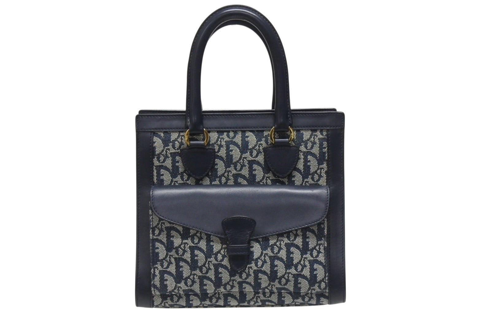 ChristianDior トロッター ハンドバッグ キャンバス ネイビー