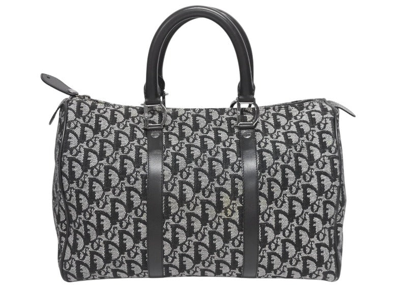 Christian Dior クリスチャンディオール トロッター ボストンバッグ ハンドバッグ ネイビー 美品 中古 4b005911