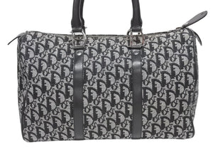 Christian Dior クリスチャンディオール トロッター ボストンバッグ ハンドバッグ ネイビー 美品 中古 4b005911