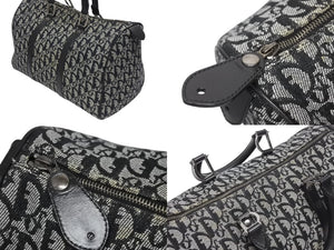 Christian Dior クリスチャンディオール トロッター ボストンバッグ ハンドバッグ ネイビー 美品 中古 4b005911