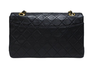 CHANEL シャネル マトラッセ25 Sフラップ Wチェーンショルダーバッグ 1番台 ココマーク ラムスキン ブラック ポーチ付き 美品 中古 4b005914