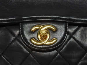 CHANEL シャネル マトラッセ25 Sフラップ Wチェーンショルダーバッグ 1番台 ココマーク ラムスキン ブラック ポーチ付き 美品 中古 4b005914