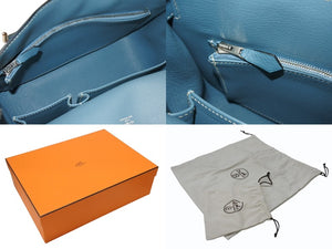 極美品 HERMES エルメス ショルダーバッグ ジプシエール28 □M シルバー金具 ブルージーン トリヨンクレマンス 中古 4b005915