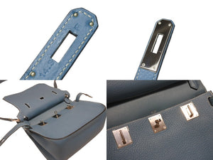 極美品 HERMES エルメス ショルダーバッグ ジプシエール28 □M シルバー金具 ブルージーン トリヨンクレマンス 中古 4b005915