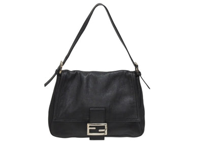 極美品 FENDI フェンディ ワンショルダーバッグ ズッカロゴ マンマバケット ラムスキン ブラック シルバー金具 中古 4b005917