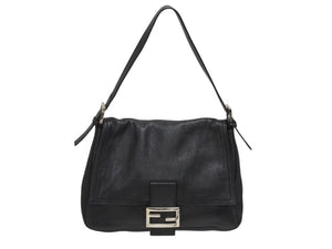 極美品 FENDI フェンディ ワンショルダーバッグ ズッカロゴ マンマバケット ラムスキン ブラック シルバー金具 中古 4b005917