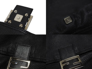 極美品 FENDI フェンディ ワンショルダーバッグ ズッカロゴ マンマバケット ラムスキン ブラック シルバー金具 中古 4b005917