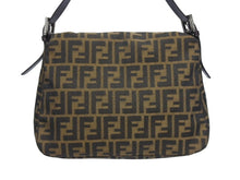 Load image into Gallery viewer, FENDI フェンディ マンマバケット ショルダーバッグ ズッカ柄 コットンキャンバス レザー ブラウン シルバー金具 美品 中古 4b005923