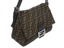 Load image into Gallery viewer, FENDI フェンディ マンマバケット ショルダーバッグ ズッカ柄 コットンキャンバス レザー ブラウン シルバー金具 美品 中古 4b005923