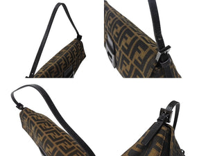FENDI フェンディ マンマバケット ワンショルダーバッグ 26424 ズッカ柄 キャンバス レザー ブラウン ブラック シルバー金具 美品 中古 4b005924