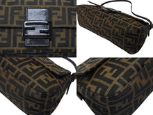 Load image into Gallery viewer, FENDI フェンディ マンマバケット ワンショルダーバッグ 26424 ズッカ柄 キャンバス レザー ブラウン ブラック シルバー金具 美品 中古 4b005924