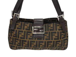 FENDI フェンディ マンマバケット ワンショルダーバッグ 26424 ズッカ柄 ブラウン キャンバス レザー シルバー金具 美品 中古 4b005926