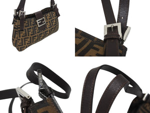 FENDI フェンディ マンマバケット ワンショルダーバッグ 26424 ズッカ柄 ブラウン キャンバス レザー シルバー金具 美品 中古 4b005926