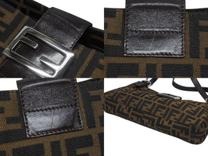 FENDI フェンディ マンマバケット ワンショルダーバッグ 26424 ズッカ柄 ブラウン キャンバス レザー シルバー金具 美品 中古 4b005926