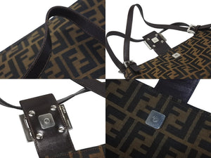 FENDI フェンディ マンマバケット ワンショルダーバッグ 26424 ズッカ柄 ブラウン キャンバス レザー シルバー金具 美品 中古 4b005926