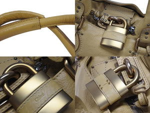 Chloe クロエ パディントン ショルダーバッグ ハンドバッグ 020651 5276 レザー ベージュ ゴールド金具 美品 中古 4b005929