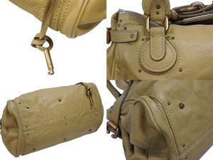 Chloe クロエ パディントン ショルダーバッグ ハンドバッグ 020651 5276 レザー ベージュ ゴールド金具 美品 中古 4b005929
