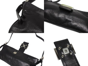 FENDI フェンディ マンマバケット型 ショルダーバッグ FF金具 レザー ブラック シルバー金具 美品 中古 4b005935