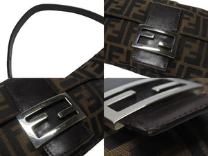 FENDI フェンディ マンマバケット ワンショルダーバッグ 26424 ズッカ柄 キャンバス レザー ブラウン シルバー金具 美品 中古 4b005938