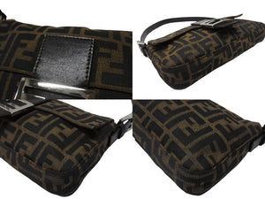 FENDI フェンディ マンマバケット ワンショルダーバッグ 26424 ズッカ柄 キャンバス レザー ブラウン シルバー金具 美品 中古 4b005938