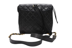 CHANEL シャネル マトラッセラムスキン チェーン スクエアリュック ココマーク ブラック ゴールド金具 美品 中古 4b005940