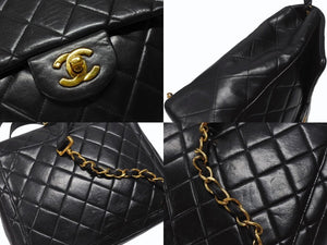 CHANEL シャネル マトラッセラムスキン チェーン スクエアリュック ココマーク ブラック ゴールド金具 美品 中古 4b005940