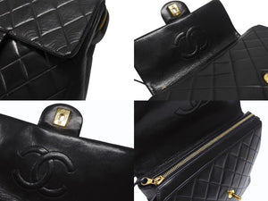 CHANEL シャネル マトラッセラムスキン チェーン スクエアリュック ココマーク ブラック ゴールド金具 美品 中古 4b005940
