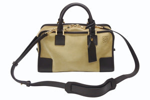 LOEWE ロエベ アナグラム ハンドバッグ ショルダーバッグ 2WAY アマソナ28 スウェード レザー ブラウン ベージュ 美品 中古 4b005941
