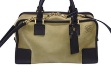 Load image into Gallery viewer, LOEWE ロエベ アナグラム ハンドバッグ ショルダーバッグ 2WAY アマソナ28 スウェード レザー ブラウン ベージュ 美品 中古 4b005941