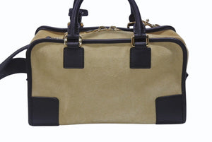 LOEWE ロエベ アナグラム ハンドバッグ ショルダーバッグ 2WAY アマソナ28 スウェード レザー ブラウン ベージュ 美品 中古 4b005941