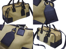 Load image into Gallery viewer, LOEWE ロエベ アナグラム ハンドバッグ ショルダーバッグ 2WAY アマソナ28 スウェード レザー ブラウン ベージュ 美品 中古 4b005941
