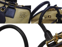 Load image into Gallery viewer, LOEWE ロエベ アナグラム ハンドバッグ ショルダーバッグ 2WAY アマソナ28 スウェード レザー ブラウン ベージュ 美品 中古 4b005941