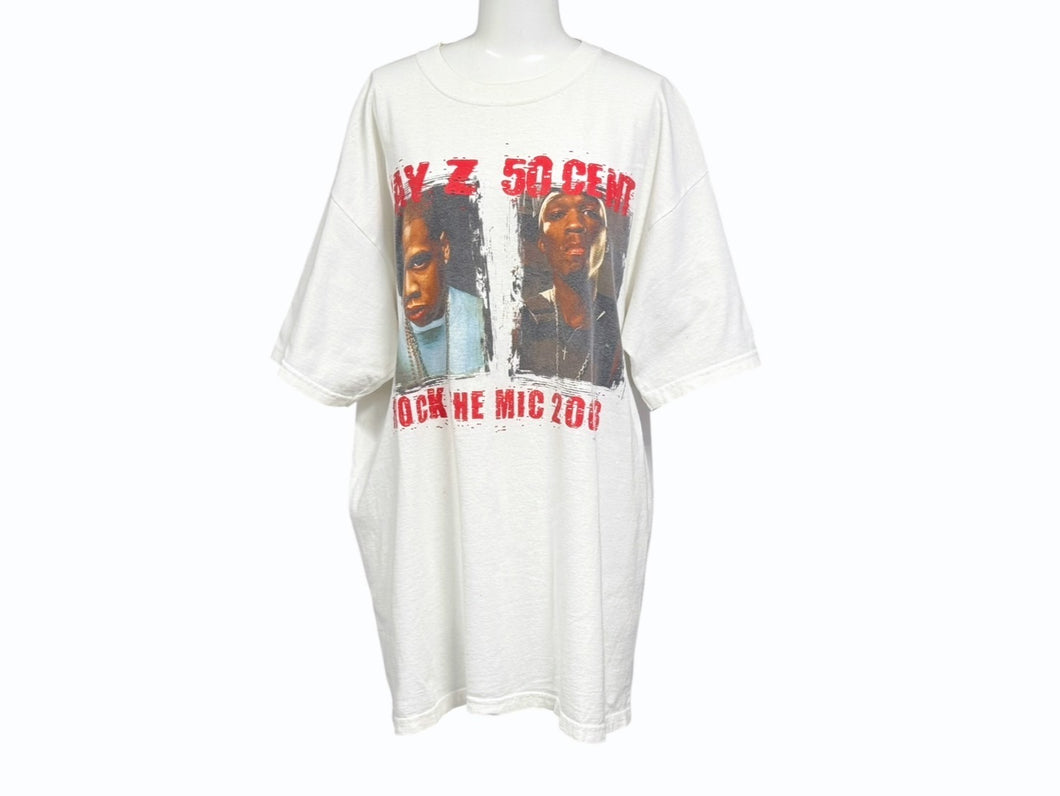 VINTAGE ヴィンテージ JAY-Z 50CENT ニューヨーク 入手困難 ROC 半袖Tシャツ ホワイト サイズL 美品 中古 4b005944