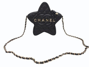 新品同様 CHANEL シャネル スターシェイプ チェーンショルダーバッグ AS4579 ランダム番台 ココマーク ラムスキン ブラック 中古 4b005951