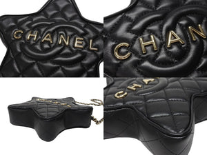 新品同様 CHANEL シャネル スターシェイプ チェーンショルダーバッグ AS4579 ランダム番台 ココマーク ラムスキン ブラック 中古 4b005951
