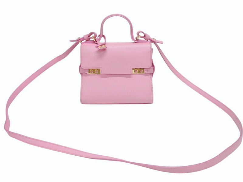 DELVAUX デルヴォー TEMPETE SMALL タンペート スモール 2WAYバッグ カーフレザー ピンク ゴールド金具 美品 中古 4b005952