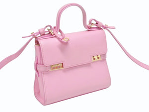 DELVAUX デルヴォー TEMPETE SMALL タンペート スモール 2WAYバッグ カーフレザー ピンク ゴールド金具 美品 中古 4b005952