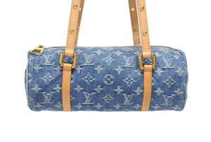 新品未使用 LOUIS VUITTON ルイヴィトン パピヨンMM ワンショルダーバッグ M46830 モノグラム デニム ブルー ゴールド金具 中古 4b005953