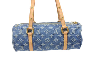 新品未使用 LOUIS VUITTON ルイヴィトン パピヨンMM ワンショルダーバッグ M46830 モノグラム デニム ブルー ゴールド金具 中古 4b005953