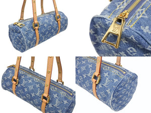 新品未使用 LOUIS VUITTON ルイヴィトン パピヨンMM ワンショルダーバッグ M46830 モノグラム デニム ブルー ゴールド金具 中古 4b005953