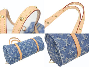新品未使用 LOUIS VUITTON ルイヴィトン パピヨンMM ワンショルダーバッグ M46830 モノグラム デニム ブルー ゴールド金具 中古 4b005953