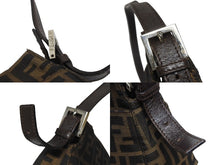 Load image into Gallery viewer, 極美品 FENDI フェンディ ズッカ柄 ワンショルダーバッグ ジャガードキャンバス レザー ブラウン ベージュ ブラック シルバー金具 中古 4b005964