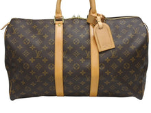 Load image into Gallery viewer, 極美品 LOUIS VUITTON ルイヴィトン モノグラム キーポル45 ボストンバッグ M41428 PVC ヌメ革 ブラウン ゴールド金具 中古 4b005972