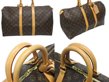 Load image into Gallery viewer, 極美品 LOUIS VUITTON ルイヴィトン モノグラム キーポル45 ボストンバッグ M41428 PVC ヌメ革 ブラウン ゴールド金具 中古 4b005972