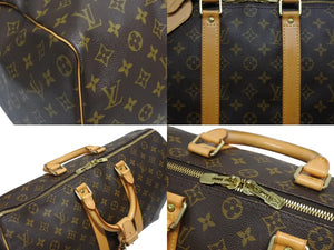 極美品 LOUIS VUITTON ルイヴィトン モノグラム キーポル45 ボストンバッグ M41428 PVC ヌメ革 ブラウン ゴールド金具 中古 4b005972